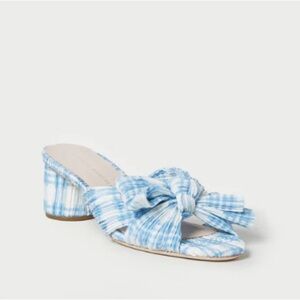 Emilia Knot Slide Sandal In Blue and White